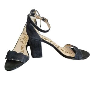 Sam Edelman *Flaw* Odila Block Heel Ankle Strap Black Suede Shoes - Sz 8-1/2
